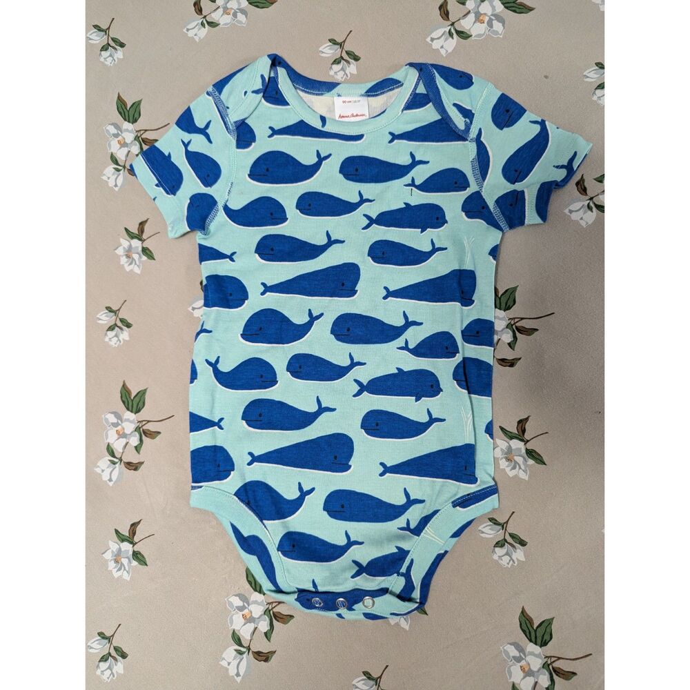 Hanna Andersson Blue Whales Short Sleeve One Piece size 3T